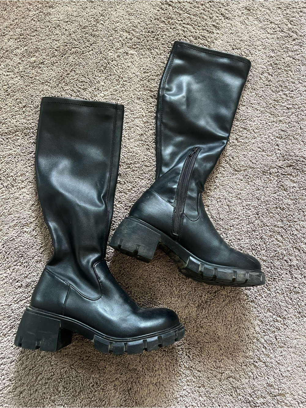 Steve Madden Black Chunky Knee-High Boots